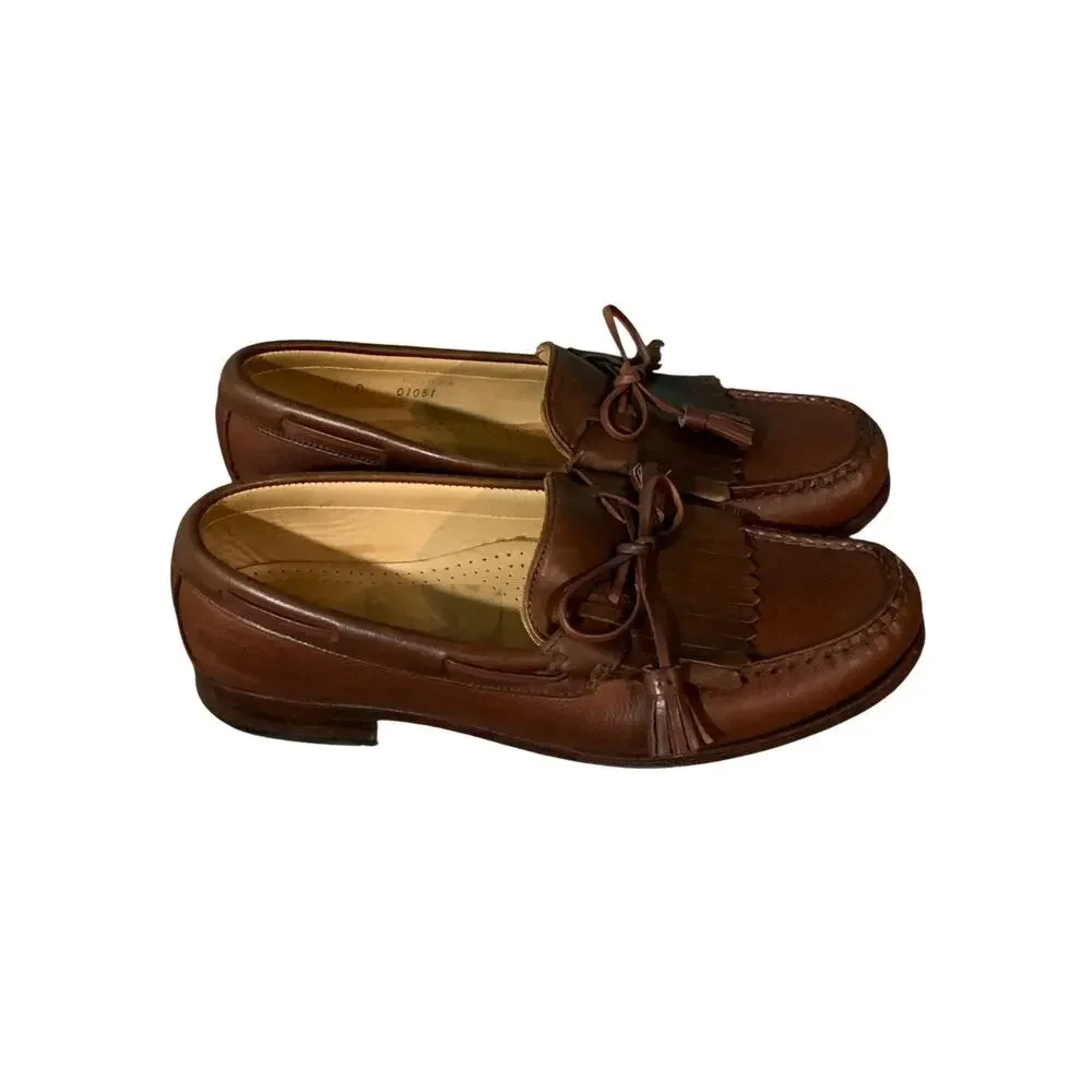 Allen Edmunds Brown Leather Kiltie Loafers Mens 10 D USA